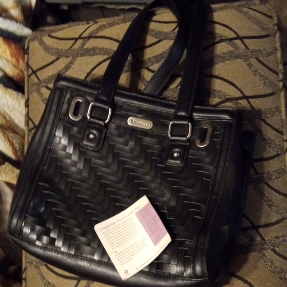 Chic Black Tote Bag with Woven Design